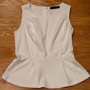The Limited white peplum zip back sleeveless blouse / tank top
